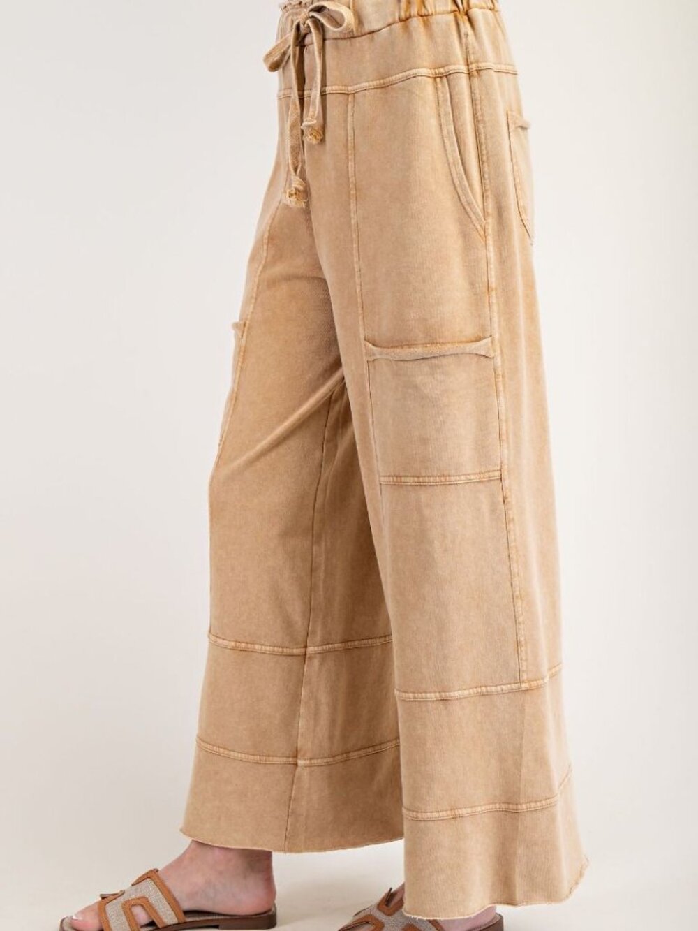 EASEL MINERAL WASHED TERRY KNIT PANTS 100% COTTON - Picture 4 of 4